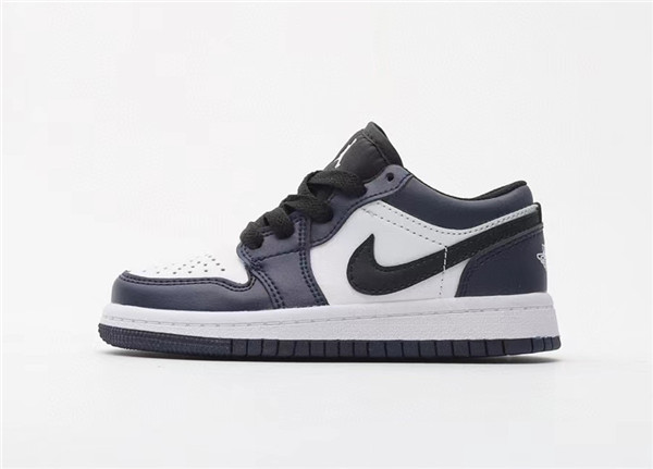 Youth Running Weapon Air Jordan 1 Black/White Low Top Shoes 0071
